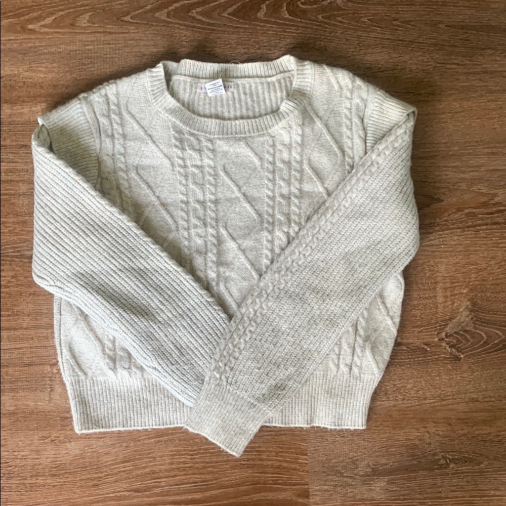 Sincerely Jules Cream Cable Knit Crew Neck Sweater